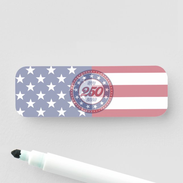 Porte-nom L'anniversaire des 250 ans de l'Amérique avec le d (En situation)