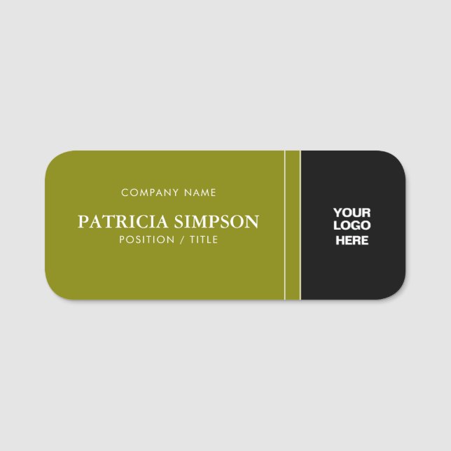 Porte-nom Le contraste audacieux de l'olive vert foncé et du (Devant)