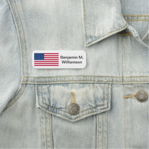 Porte-nom Le drapeau américain des Etats-Unis tient le