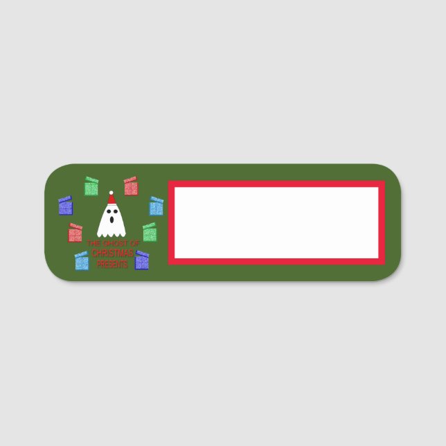 Porte-nom Le fantôme de Noël présente drôle (Devant)