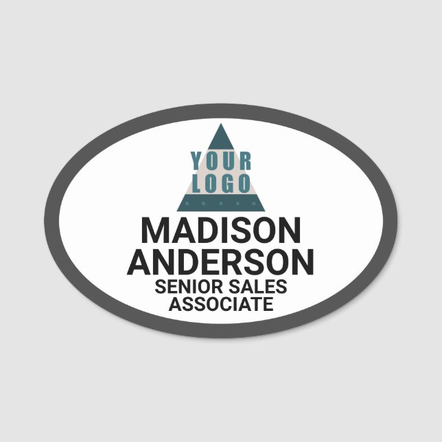 Porte-nom Le logo d'affaires choisissent votre ovale fait (Devant)