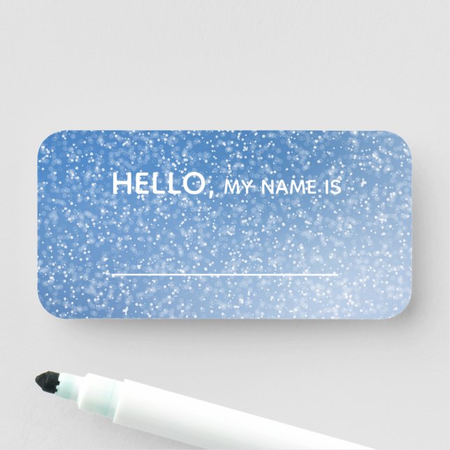 Porte-nom Les étincelles bleues bonjour mon nom est (En situation)