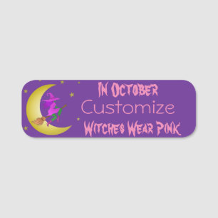 Porte-nom Les Sorcières Portent Rose En Octobre Thunder_Cove