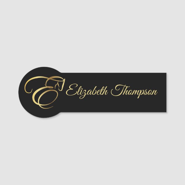 Porte-nom Lettre monogramme E Cheval en or (Devant)