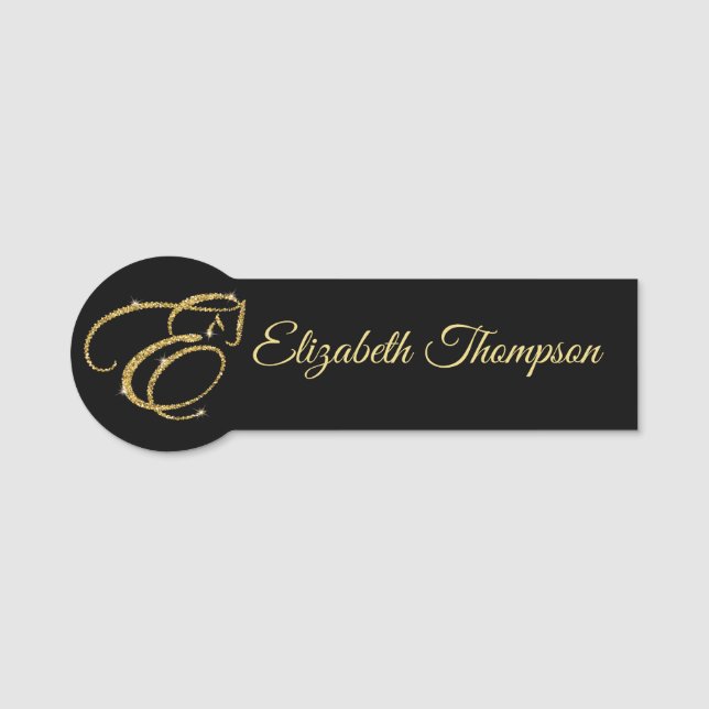 Porte-nom Lettre monogramme E Cheval en parties scintillant  (Devant)