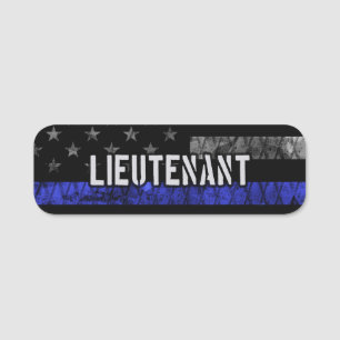Porte-nom Lieutenant Thin Blue Line Drapeau désorganisé