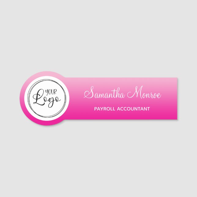 Porte-nom Light and Hot Pink Ombre Logo Name Title (Devant)