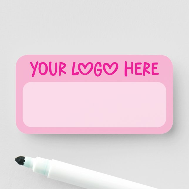 Porte-nom Light and Hot Pink One Line Business Logo (En situation)
