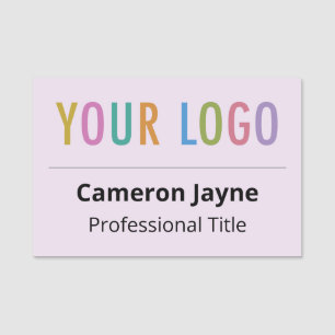 Porte-nom Lilac Purple Large Nametag avec logo professionnel
