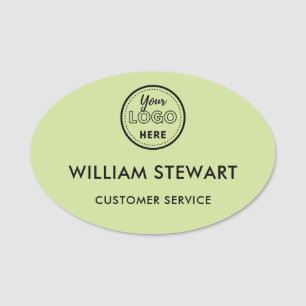 Porte-nom Lime Green Professionnel Logo Oval Employé