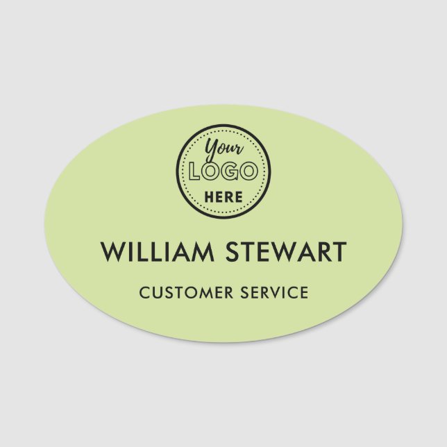 Porte-nom Lime Green Professionnel Logo Oval Employé (Devant)