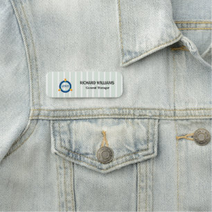 Porte-nom Logo à rayure verte Employé Magnétique 