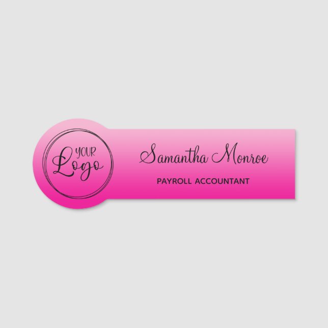 Porte-nom Logo avec nom de titre dégradé rose clair et rose  (Devant)