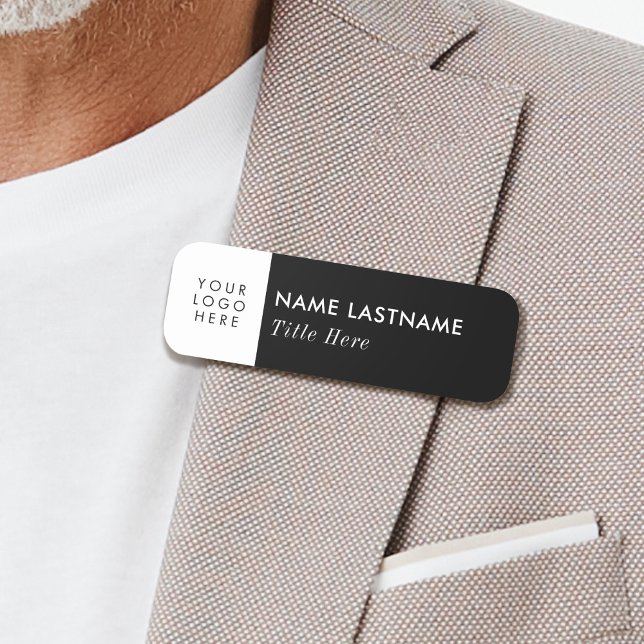 Porte-nom Logo Basic Black Business Titre Pin magnétique (Créateur téléchargé)