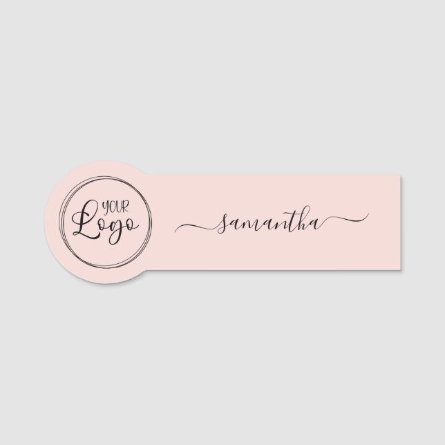 Porte-nom Logo Blush avec signature élégante en déliés (Devant)