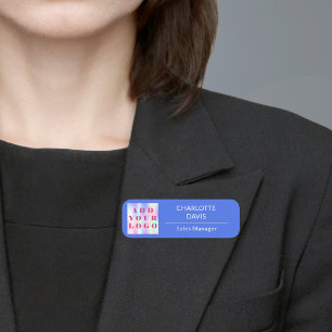 Porte-nom Logo commercial bleu Royal employé moderne