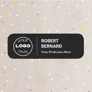 Porte-nom logo commercial personnalisé Moderne noir et blanc