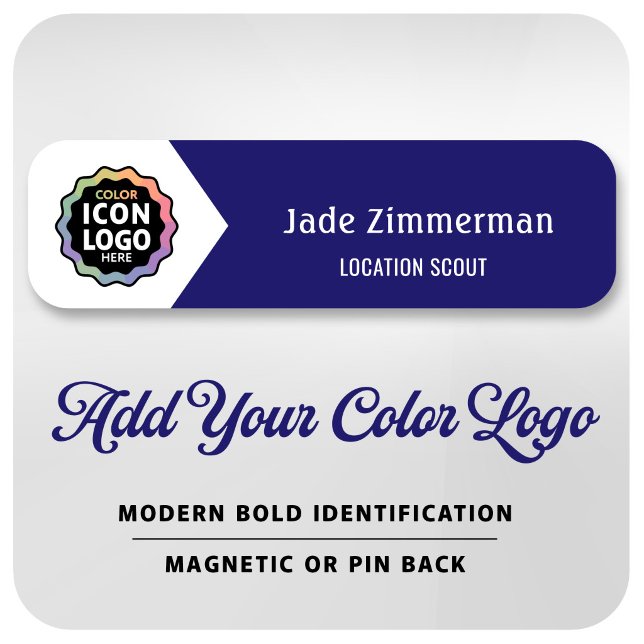Porte-nom Logo couleur Bleu marine Blanc Carte d'identité pr (Créateur téléchargé)
