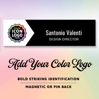 Porte-nom Logo couleur classique Chevron noir blanc affaires