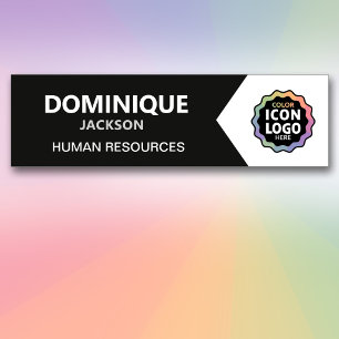 Porte-nom Logo couleur gras Carte d'identité employé noir bl