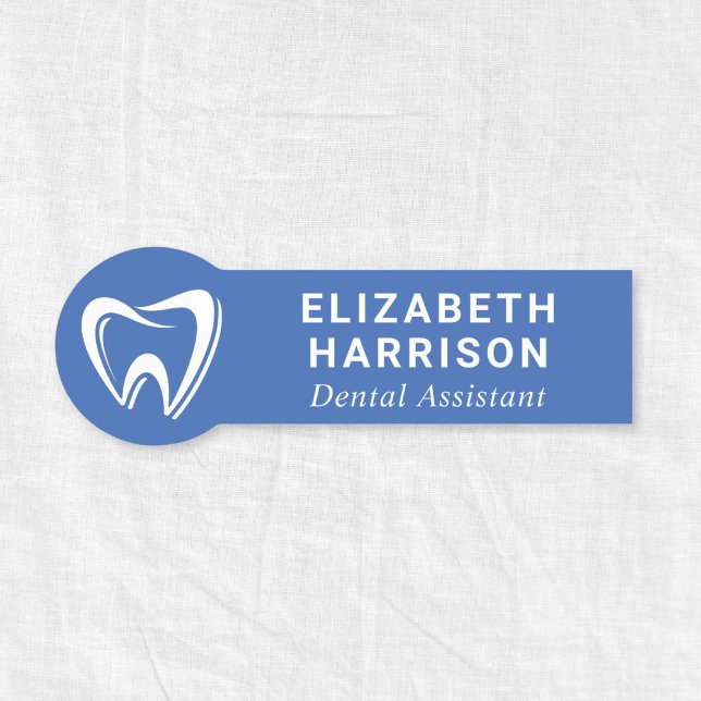 Porte-nom Logo de dentiste Cabinet dentaire Bleu (Dentist Logo Dental Office Blue Name Tag)