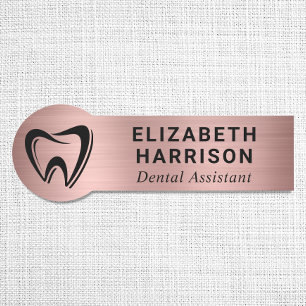 Porte-nom Logo de dentiste Cabinet dentaire Rose Gold