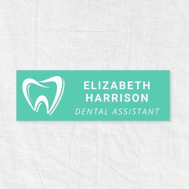 Porte-nom Logo de dentiste Cabinet dentaire Vert (Dentist Logo Dental Office Green Name Tag)
