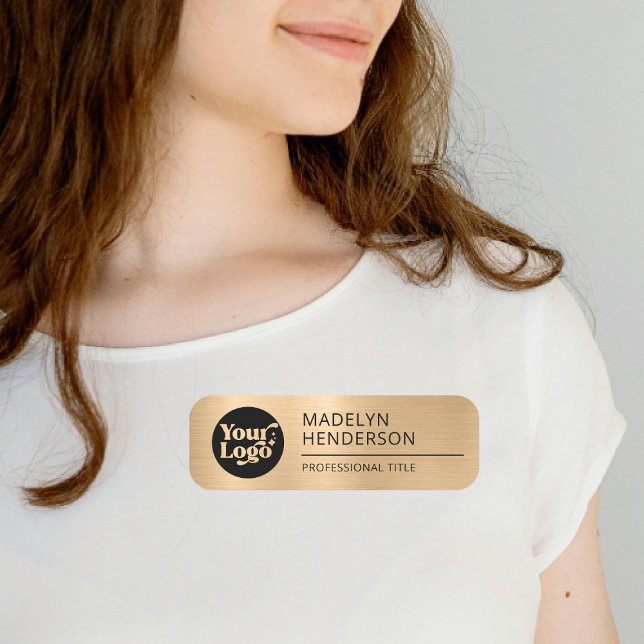 Porte-nom Logo de la société Metallic Gold Logo employé magn (Créateur téléchargé)