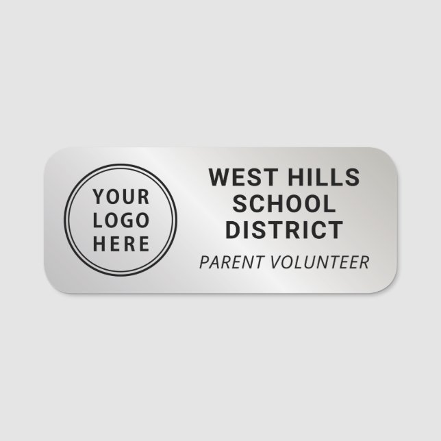 Porte-nom Logo de l'école Bénévole Parent Argent (Devant)