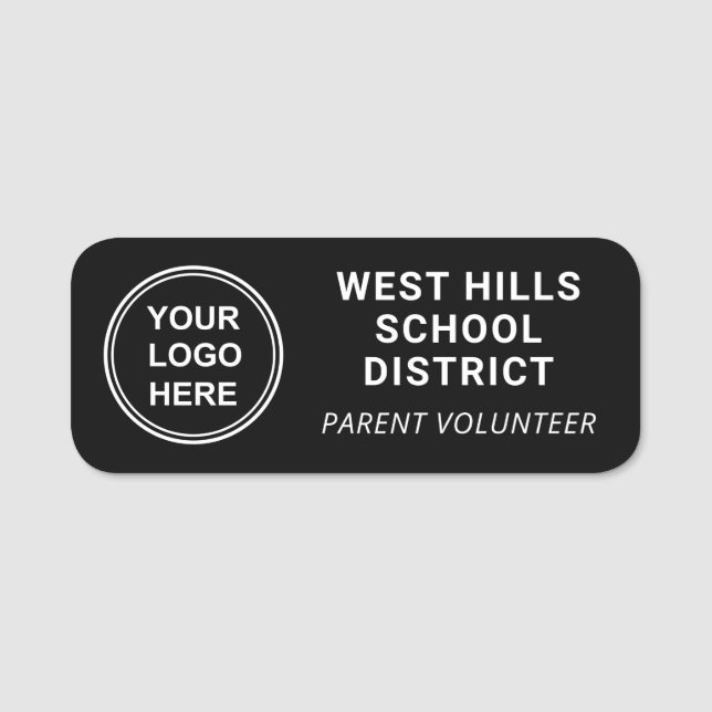 Porte-nom Logo de l'école Parent Bénévole Noir (Devant)