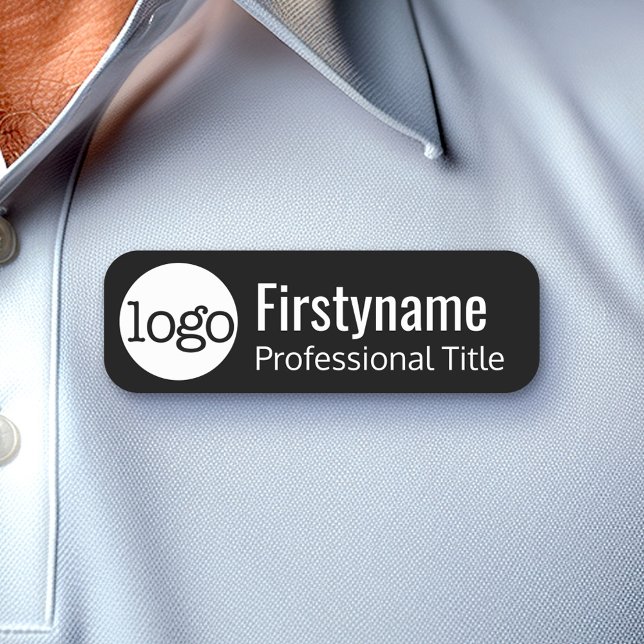 Porte-nom Logo de l'entreprise avec employé et titre (Custom Nametag for Organization or Business)