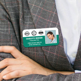 Porte-nom Logo de l'entreprise avec photo d'employé personna