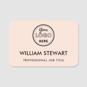 Porte-nom Logo de l'entreprise Blush Pink Nom du personnel d