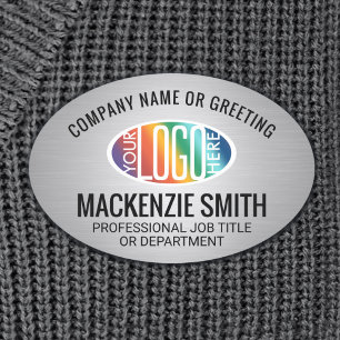 Porte-nom Logo de l'entreprise Brossé gris couleur plastique