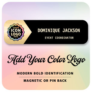 Porte-nom Logo de l'entreprise couleur noir or classique Che