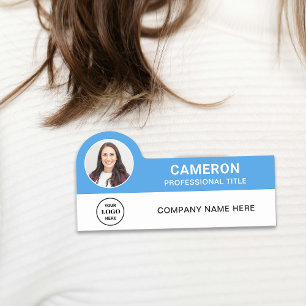 Porte-nom Logo de l'entreprise de photo moderne bleu clair p