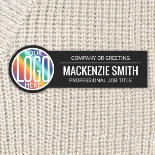 Porte-nom Logo de l'entreprise Employé professionnel noir et