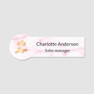 Porte-nom Logo de l'entreprise en marbre rose clair