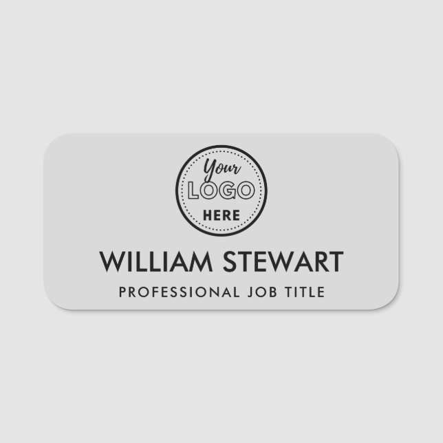 Porte-nom Logo de l'entreprise Gray souple Nom du personnel  (Devant)