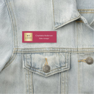Porte-nom Logo de l'entreprise magenta employé élégant