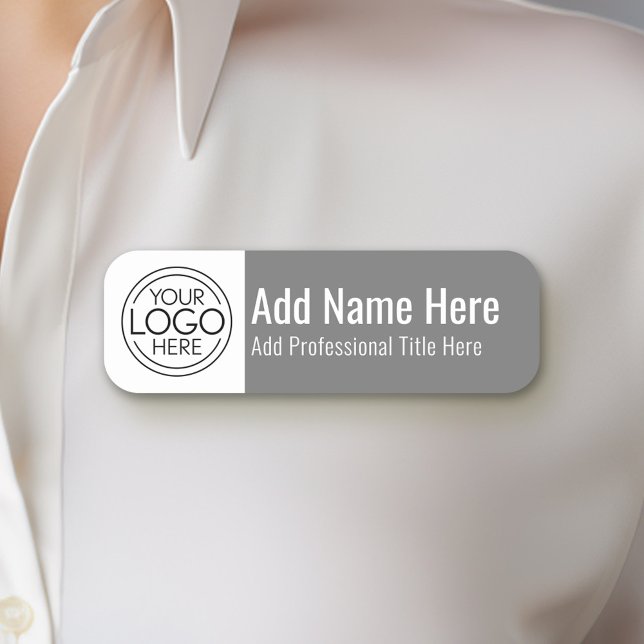 Porte-nom Logo de l'entreprise - Nom, Titre professionnel, G (Simple Nametag Template with your logo and name)
