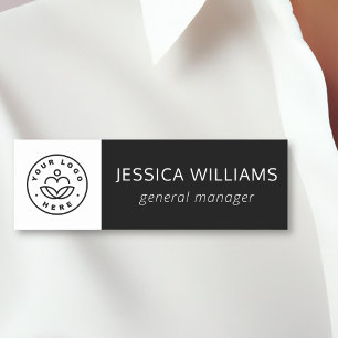 Porte-nom Logo de l'entreprise personnalisée Employé noir