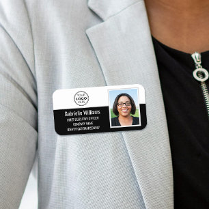 Porte-nom Logo de l'entreprise photo personnalisée noir magn