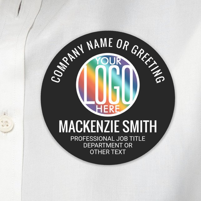 Porte-nom Logo de l'entreprise Professionnel Employé Noir ro (Créateur téléchargé)