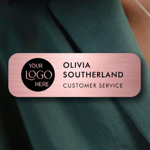 Porte-nom Logo de l'entreprise Rose Gold Moderne Marque Empl