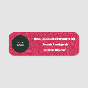 Porte-nom Logo de l'entreprise sur l'impression en cuir rose