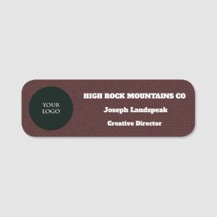 Porte-nom Logo de l'entreprise sur papier Cuir Brown cuivre