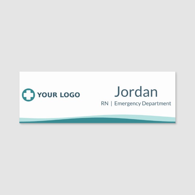 Porte-nom Logo de l'infirmière Teal Wave Employé (Devant)