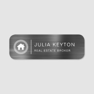 Porte-nom Logo de maison de biens immobiliers Charcoal blanc