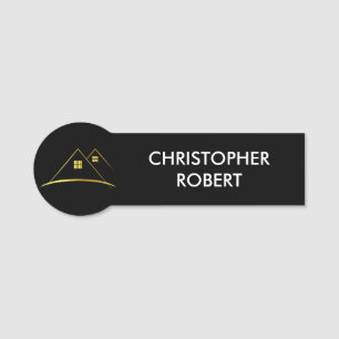Porte-nom Logo de maison d'or moderne Immobilier